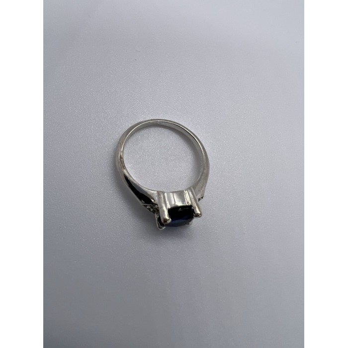 925 Sterling Silver Sapphire & Goshenite Ring Size 7