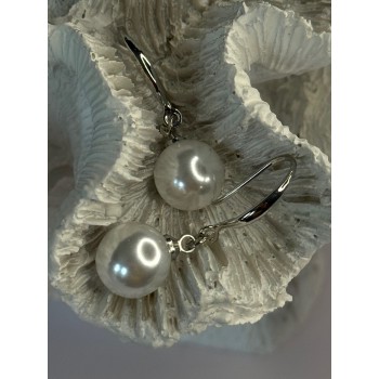 925 Sterling Silver Pearl Earrings Length 1.20 inch