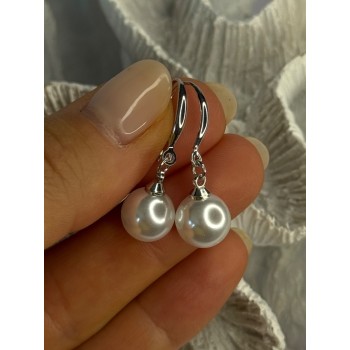 925 Sterling Silver Pearl Earrings Length 1.20 inch