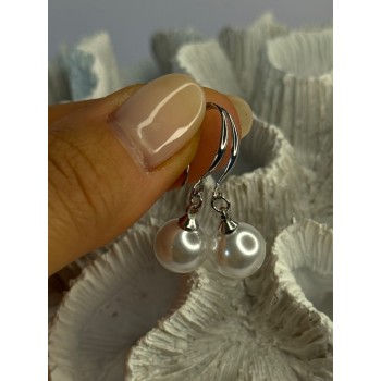 925 Sterling Silver Pearl Earrings Length 1.20 inch