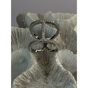 Elegant Design 925 Sterling Silver CZ Ring Size 7 & 8