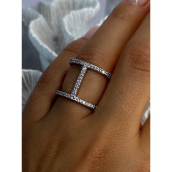 Elegant Design 925 Sterling Silver CZ Ring Size 7 & 8