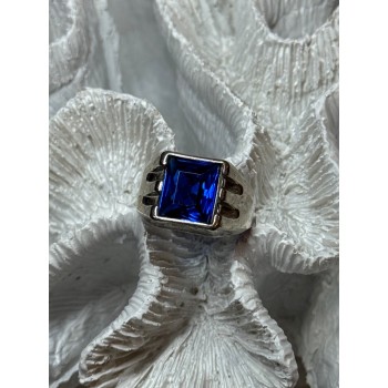 925 Sterling Silver Gainsboro Sapphire Men's Ring Size 9