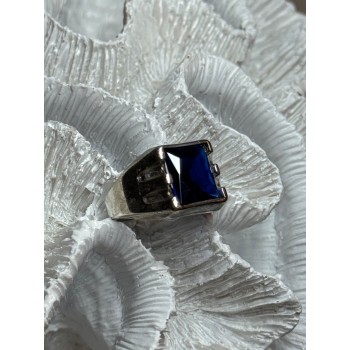 925 Sterling Silver Gainsboro Sapphire Men's Ring Size 9