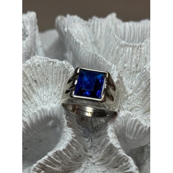 925 Sterling Silver Gainsboro Sapphire Men's Ring Size 9