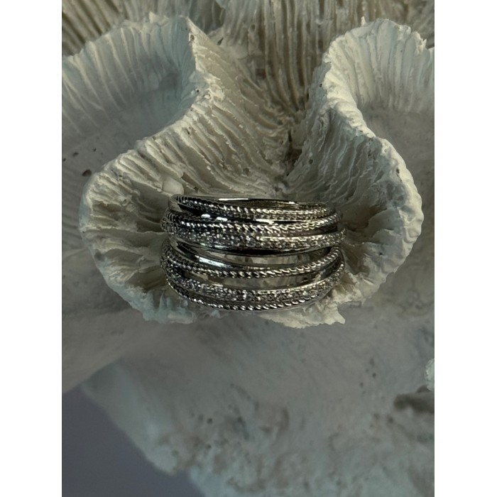 Beautiful Design 925 Sterling Silver CZ Ring Size 7 & 8