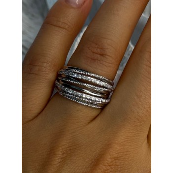 Beautiful Design 925 Sterling Silver CZ Ring Size 7 & 8