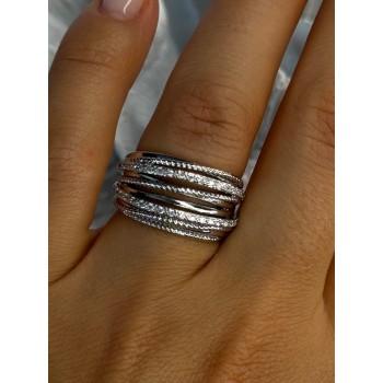 Beautiful Design 925 Sterling Silver CZ Ring Size 7 & 8