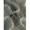 925 Sterling Silver Ring Multicolor CZ Size 7 Sizable
