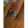 925 Sterling Silver Ring Multicolor CZ Size 7 Sizable