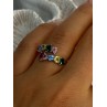 925 Sterling Silver Ring Multicolor CZ Size 7 Sizable