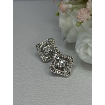 14K WHITE GOLD 2 CARAT DIAMONDS EARRINGS LENGTH 0.73 INCH