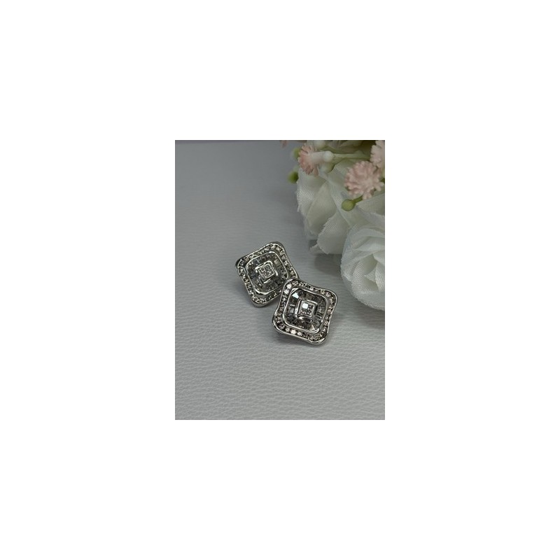 14K WHITE GOLD 2 CARAT DIAMONDS EARRINGS LENGTH 0.73 INCH