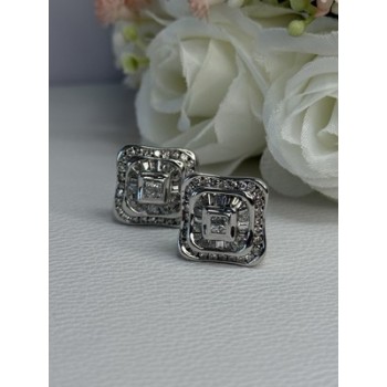 14K WHITE GOLD 2 CARAT DIAMONDS EARRINGS LENGTH 0.73 INCH