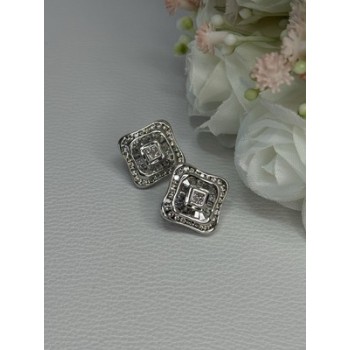 14K WHITE GOLD 2 CARAT DIAMONDS EARRINGS LENGTH 0.73 INCH