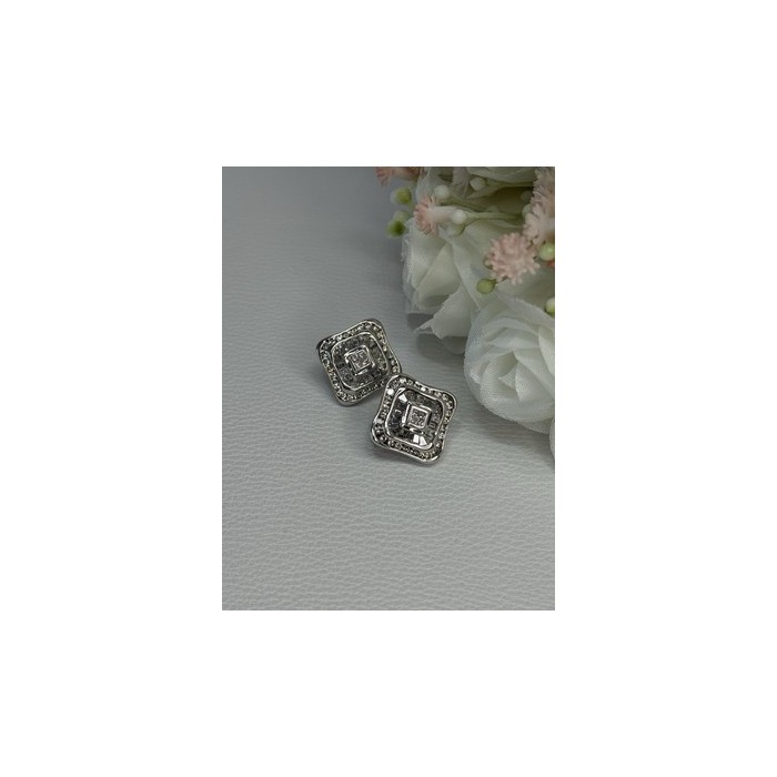 14K WHITE GOLD 2 CARAT DIAMONDS EARRINGS LENGTH 0.73 INCH