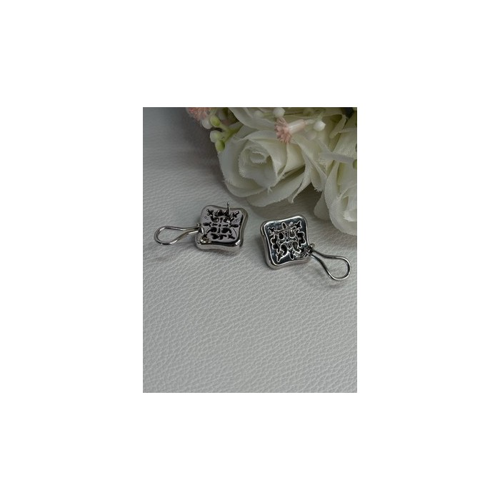 14K WHITE GOLD 2 CARAT DIAMONDS EARRINGS LENGTH 0.73 INCH