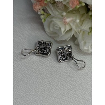 14K WHITE GOLD 2 CARAT DIAMONDS EARRINGS LENGTH 0.73 INCH