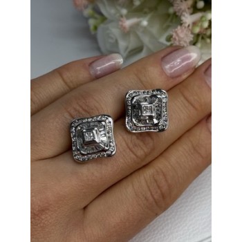 14K WHITE GOLD 2 CARAT DIAMONDS EARRINGS LENGTH 0.73 INCH