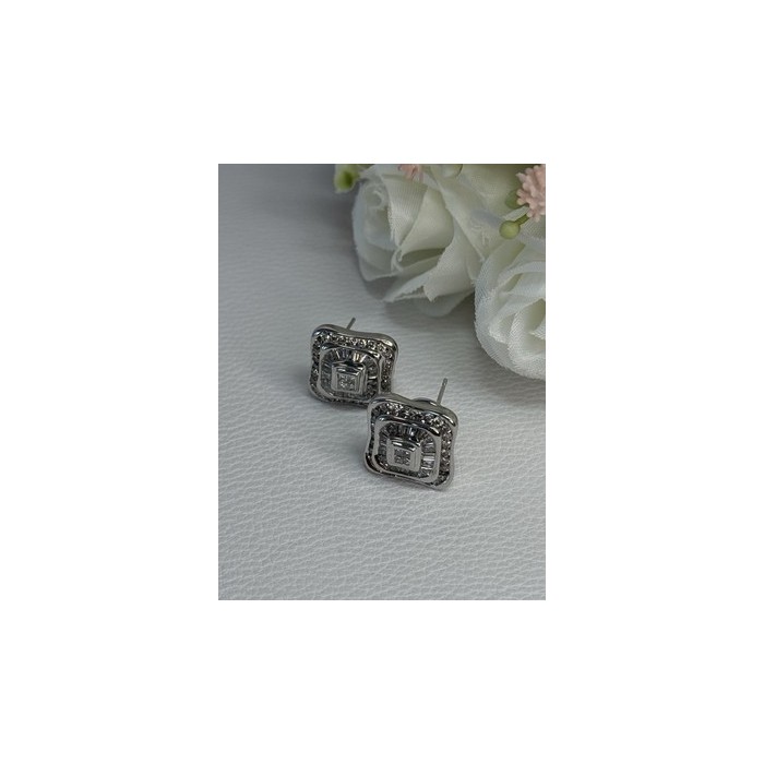 14K WHITE GOLD 2 CARAT DIAMONDS EARRINGS LENGTH 0.73 INCH