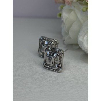14K WHITE GOLD 2 CARAT DIAMONDS EARRINGS LENGTH 0.73 INCH