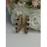 925 Sterling Silver Gold Plated Ruby & Beryl Earrings Length 1.10 Inch