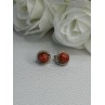925 Sterling Silver Coral Earrings Length 0.30 Inch