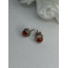 925 Sterling Silver Coral Earrings Length 0.30 Inch