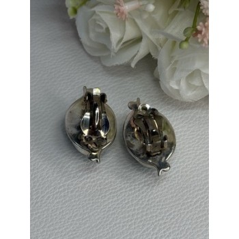 925 Sterling Silver Turquoise Clip Earrings Length 1.15 Inch