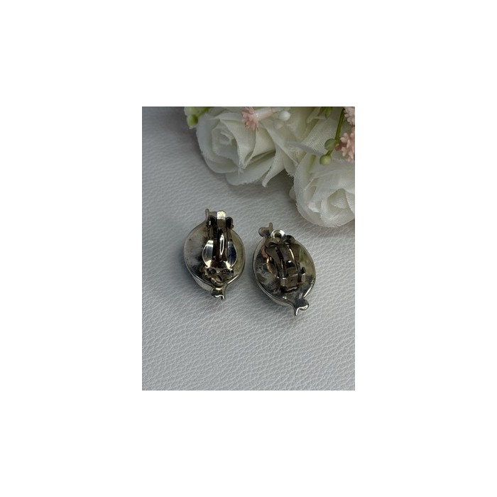 925 Sterling Silver Turquoise Clip Earrings Length 1.15 Inch