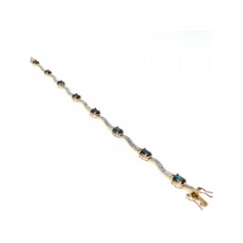 925 STERLING SILVER GOLD PLATED SAPPHIRES BRACELET