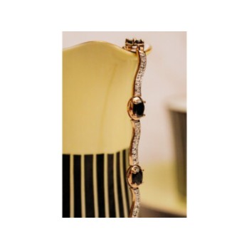 925 STERLING SILVER GOLD PLATED SAPPHIRES BRACELET