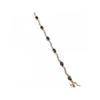 925 STERLING SILVER GOLD PLATED SAPPHIRES BRACELET
