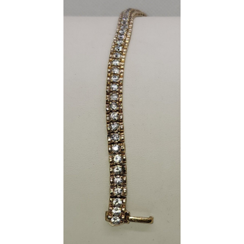 925 STERLING SILVER VERMEIL QUARTZ TENNIS BRACELET SIZE 7.5 IN