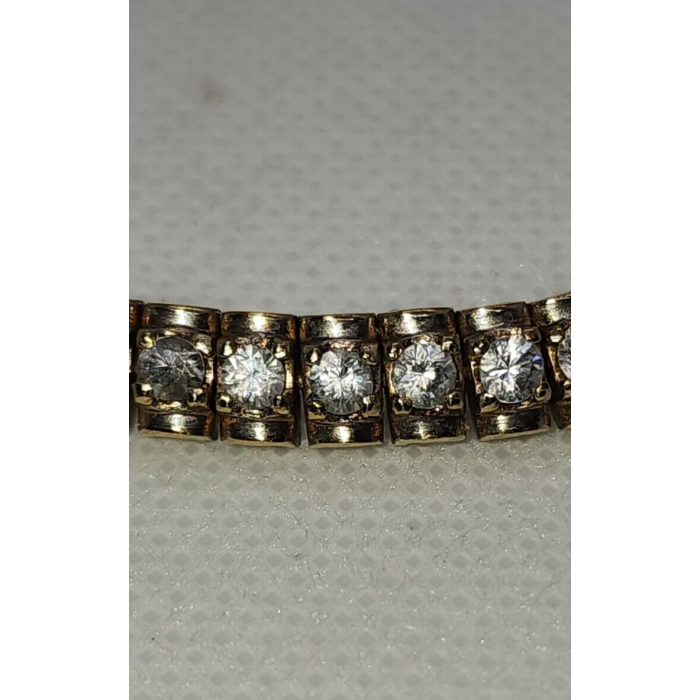 925 STERLING SILVER VERMEIL QUARTZ TENNIS BRACELET SIZE 7.5 IN