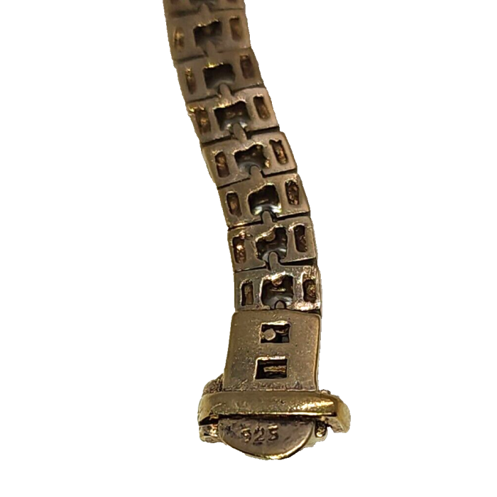 925 STERLING SILVER VERMEIL QUARTZ TENNIS BRACELET SIZE 7.5 IN