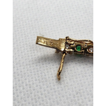 925 STERLING SILVER VERMEIL EMERALD AND QUARTZ BRACELET SIZE 7 IN