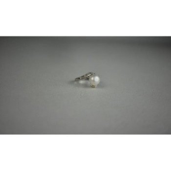 925 Sterling Silver Pearl & Colorless Spinel Ring Size 8