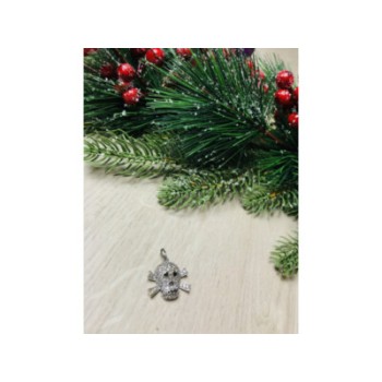 925 Sterling Silver CZ Skull Pendant