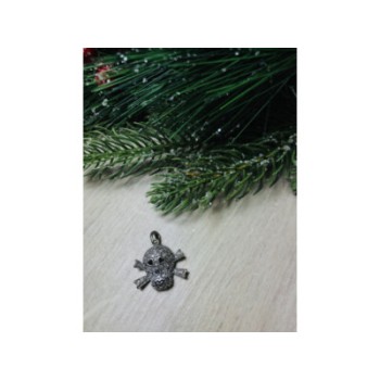 925 Sterling Silver CZ Skull Pendant