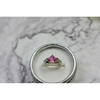925 Sterling Silver Pink & White CZ Ring Size 6