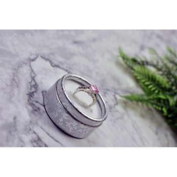 925 Sterling Silver Pink & White CZ Ring Size 6