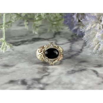 500 Silver Black Nephrite Ring Size 6.75