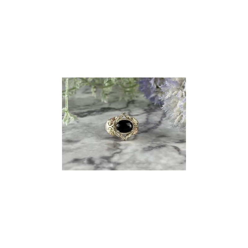 500 Silver Black Nephrite Ring Size 6.75