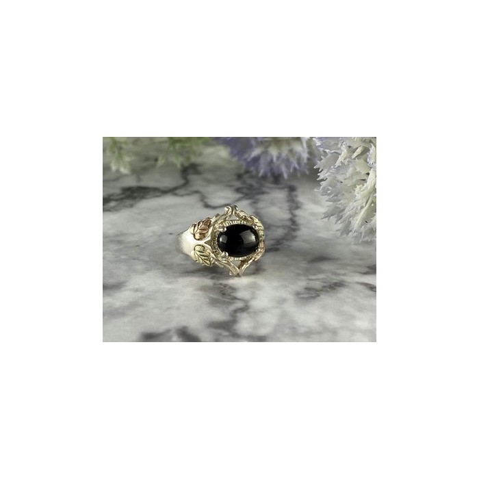 500 Silver Black Nephrite Ring Size 6.75