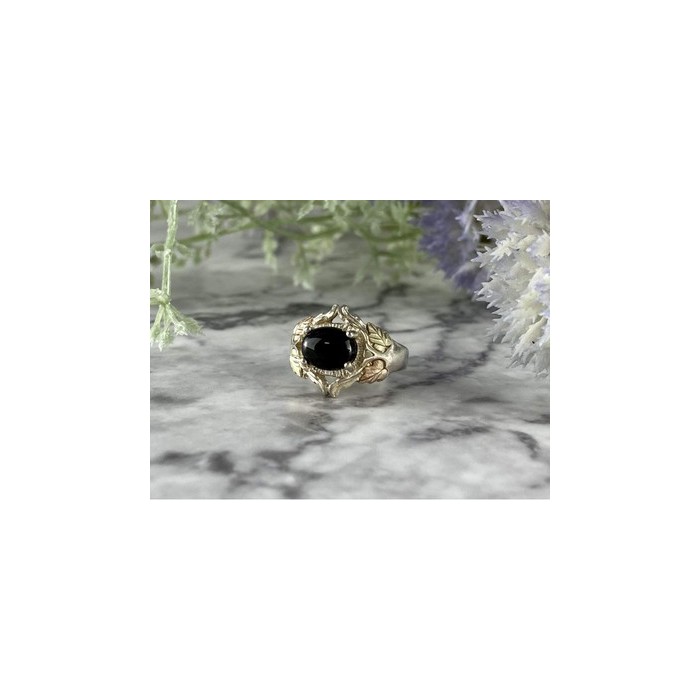 500 Silver Black Nephrite Ring Size 6.75