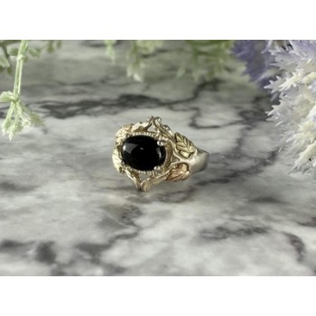 500 Silver Black Nephrite Ring Size 6.75