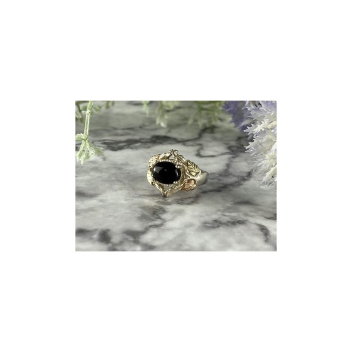 500 Silver Black Nephrite Ring Size 6.75