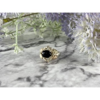 500 Silver Black Nephrite Ring Size 6.75