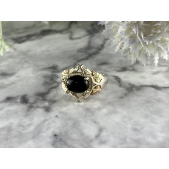 500 Silver Black Nephrite Ring Size 6.75